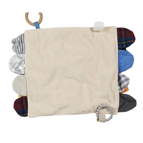 Modern Baby Lion Lovey Plush Tan Corduroy Ridged Teether Ring Security Blanket - Picture 2 of 9